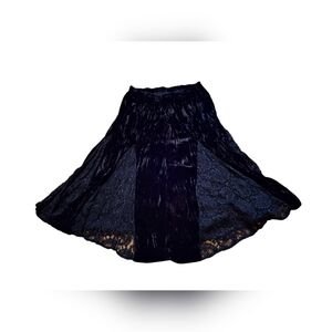 vintage REBA Burnout Velvet Maxi Skirt Black witchy Whimsigoth Lace Plus Size 2X
